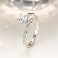 Load image into Gallery viewer, White Zircon Solitaire Interlock Adjustable Silver Ring
