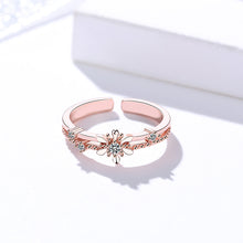 Load image into Gallery viewer, Rose Gold Dainty Floral Zircon Adjustable Silver Ring

