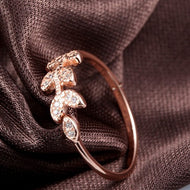 Rose Gold Olive Leaf White Zircon Silver Ring