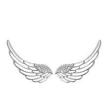 Load image into Gallery viewer, Angel Wings White Zircon Studded Silver Earrings
