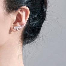 Load image into Gallery viewer, Angel Wings White Zircon Studded Silver Earrings
