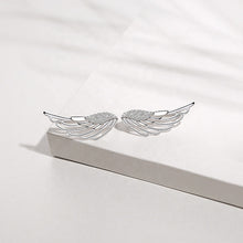 Load image into Gallery viewer, Angel Wings White Zircon Studded Silver Earrings

