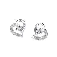 Dainty Heart Zircon Studded Silver Earrings