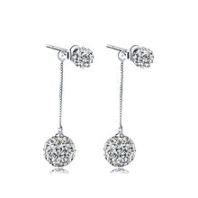 Load image into Gallery viewer, Crystal Ball Duo Zircon Studded Silver Earrings
