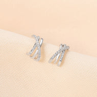 Viennese Layered White Zircon Silver Earrings