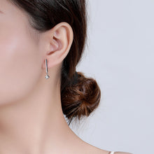 Load image into Gallery viewer, Minimalist Zircon Studded Drop Silver Earrings
