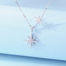 Load image into Gallery viewer, Hexagonal Star Duo White Zircon Silver Necklace
