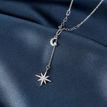 Load image into Gallery viewer, Boho Star Moon White Zircon Silver Necklace
