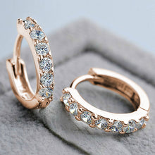 Load image into Gallery viewer, Rose Gold White Zircon Hoop Earrings (18 MM)
