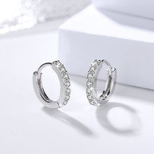 Load image into Gallery viewer, Barcelona Zircon Studded Mini Hoop Silver Earrings
