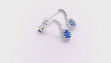 Load and play video in Gallery viewer, Sapphire Blue Gemstone Long Stud Silver Earrings

