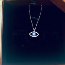 Load image into Gallery viewer, Evil Eye Pendant Zircon Silver Necklace Set
